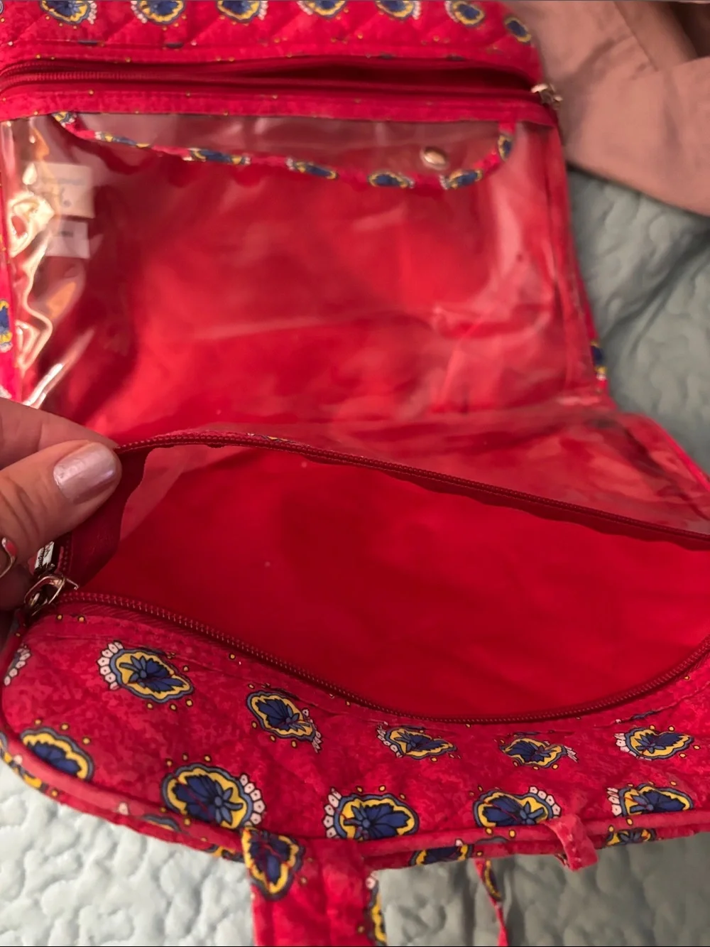 Travel Makeup bag . Roomy Americana Quilted